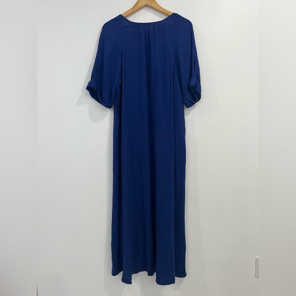 Soft Surroundings Blue Linen Tassel Maxi Dress Petite Medium - Picture 5 of 7